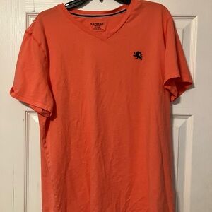 Express Lion Men’s Size XL  V-Neck Orange Short Sleeve Shirt